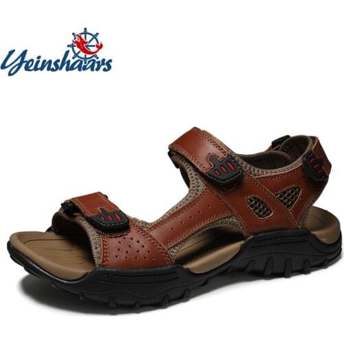 Mens Sandals Genuine Leather Sandals Summer 2021 New Beach Men Casual Shoes Outdoor Sandals Mens Shoes Designer Plus Size 38-46