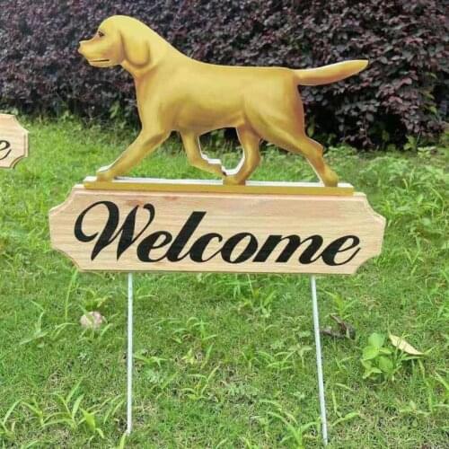 Dog Welcome Sign Garden Stakes Wooden Animal Sign For Garden Lawn Farmhouse Decoration Tuin Decoratie Jardineria Decoracion