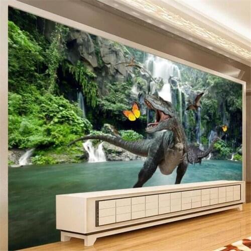 Beibehang Wallpaper custom large-scale personalized dinosaur paradise living room entertainment venue TV background wall