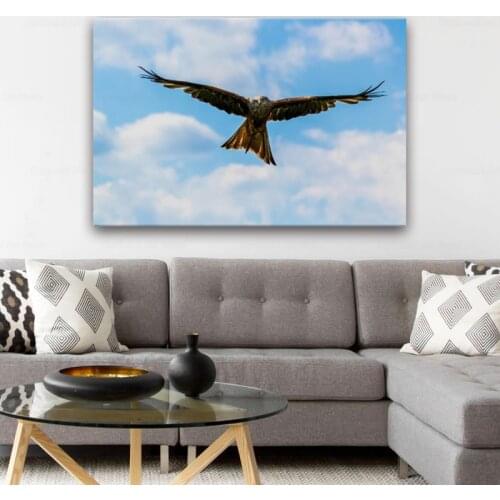 Peregrine Falcon on the blue sky bird predator Living room home wall modern art decor wood frame fabric posters