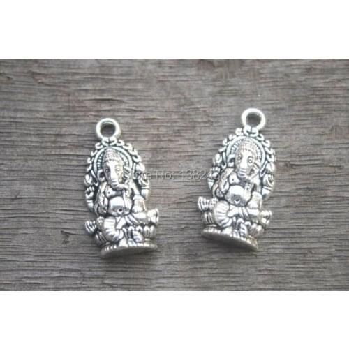 15pcs--Ganesha charms, Antique Tibetan silver Ganesha charms pendants 27x14mm
