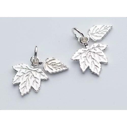 Bohemia Style Maple Leaf Charms DIY Women Jewelry 925 Sterling Silver Craft Carved Earring Necklace Pendants For Birthday Gift