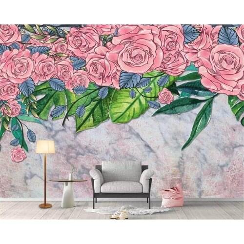 Beibehang Custom Wall Mural Wallpaper Modern hand drawn warm small fresh floral rose modern background wall 3d wallpaper tapeta