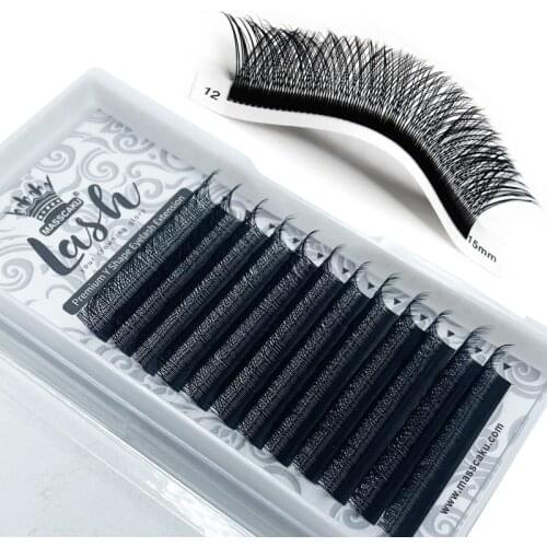 MASSCAKU sell 8-15mm length very soft matte black eyelash extension yy lash extensions of individual eyelash extensions
