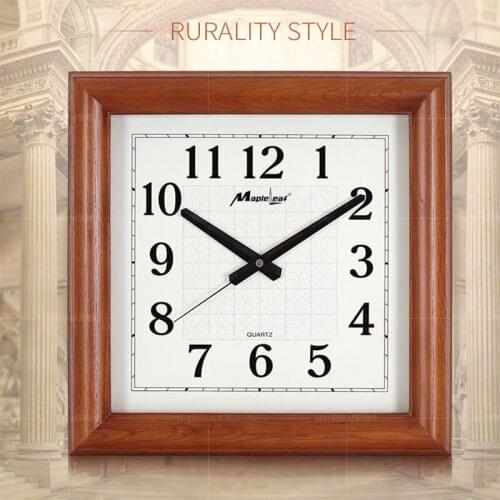 Luxury High-quality Wood Square Quartz Wall Clock Modern Home Decoration Wall Watch