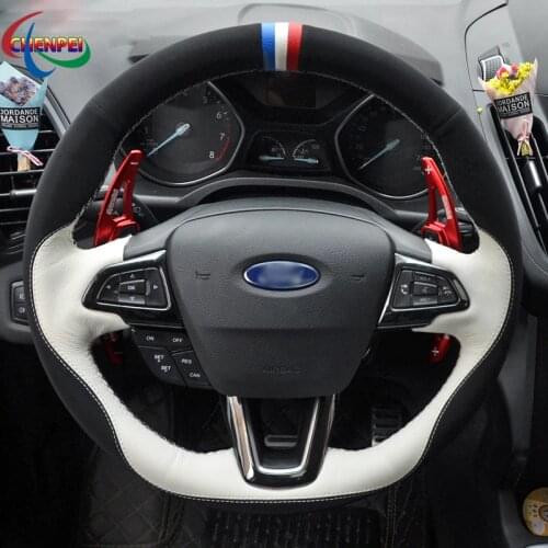 DIY Anti-Slip Black Suede Black Leather Car Steering Wheel Cover For Ford Mondeo Fusion 2013-2019 EDGE 2015-2019 Car Accessories