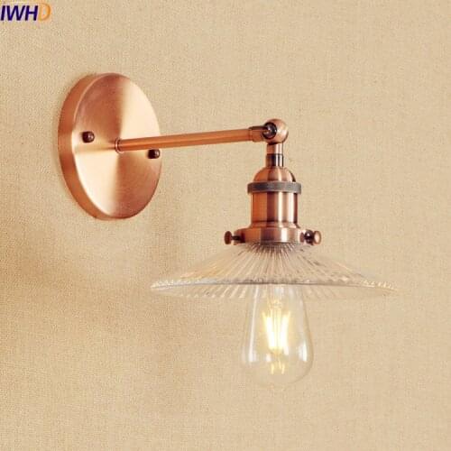 Antique Retro LED Wall Lights Fixtures Glass Lampshade Edison Adjustable Arm Wall Lamps Sconce Loft Industrial Wall Light Stair