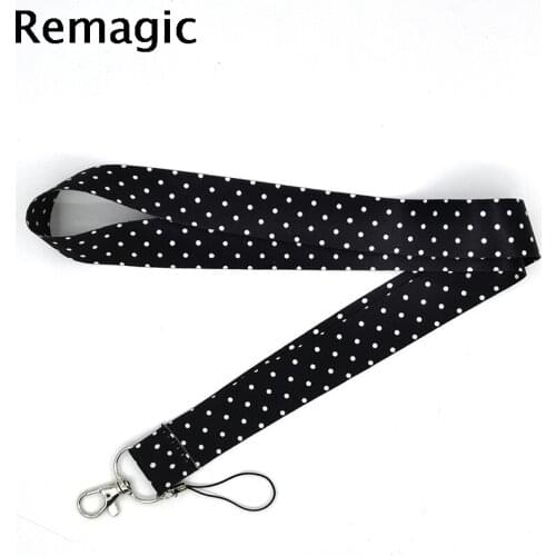 Wave point Cartoon Keychain Lanyards Id Badge Holder ID Card Pass Mobile Phone USB Badge Holder Key Strap 1PCS