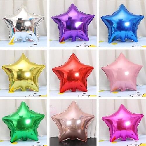 10pcs/lot 18inch Colourful Star Shaped Foil Balloons Wedding Birthday Party Decorations Balls Pure Color Metal Inflatable Globos