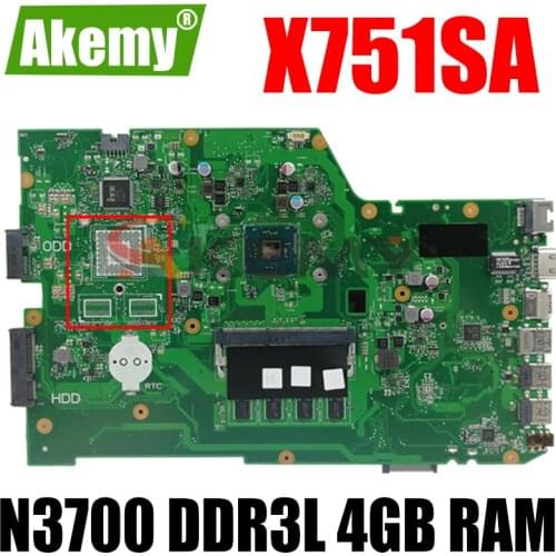 X751SA N3700 CPU DDR3L 4GB RAM mainboard For ASUS X751S X751SA X751SV Laptop motherboard 90NB07M0-R00050 Tested free shipping