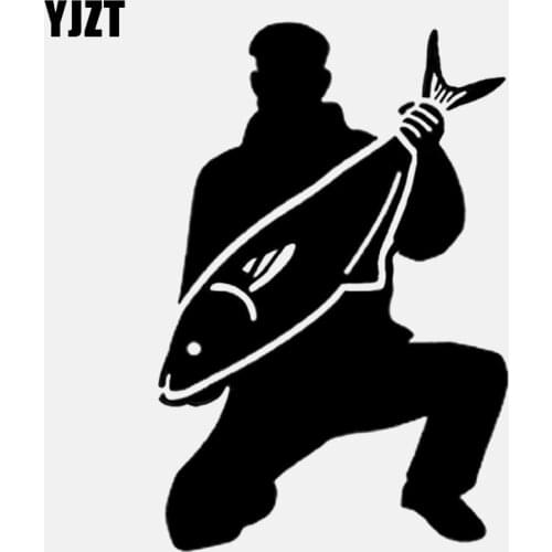 YJZT 8.9*13.6CM Coolest Fishing Decor Car Sticker Vinyl Accessories Graphic Black/Silver C12-1606