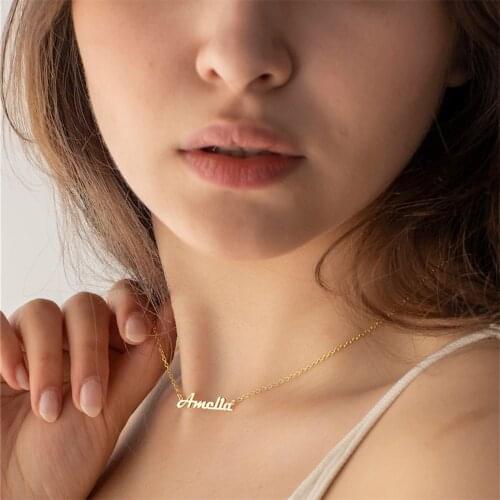 2021 Hot Fashion Name Necklace For Women Gold Silver Color Customized personality Name Choker Necklace Pendant Jewelry Box Gift