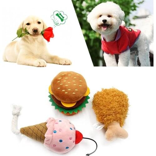 Pet Dog Chew Toy Plush Simulation Hamburger Ice Cream Chicken Leg Shape Playing 2019ing