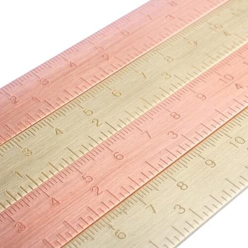 1pc 15Cm Brass Ruler Bookmark Chancery Rose Gold Measuring Straight Ruler for School Stationery Metal Painting Drawing Tools