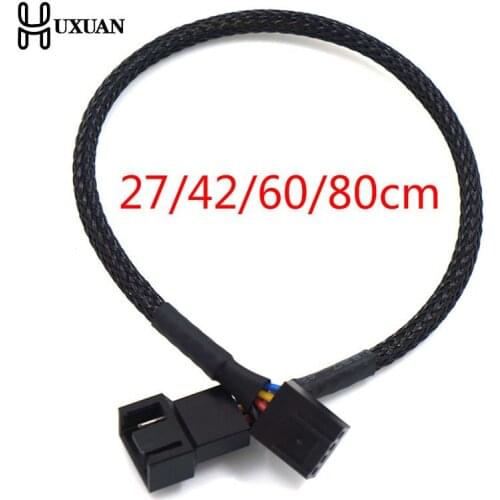 1pc 27/42/60/80cm PWM Extension Cable Mainboard CPU 4 PIN Fan 4P Adapter Cable Computer Case 4 PIN Power Cables Connectors