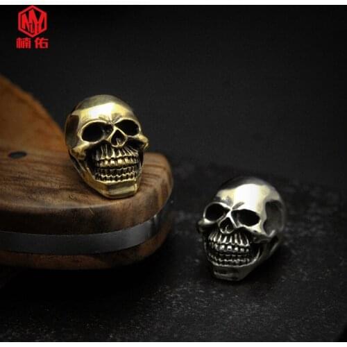 1PC Brass Smiley Skull EDC Paracord Knife Beads Outdoor Tool Accessories Flashlight Pendant