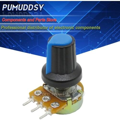 10pair (20pcs) WH148 Shaft Amplifier Dual Stereo Potentiometer 3Pin 15mm + AG2 blue 15*17MM Knob 1K 5K 10K 50K 100K 500K 250K