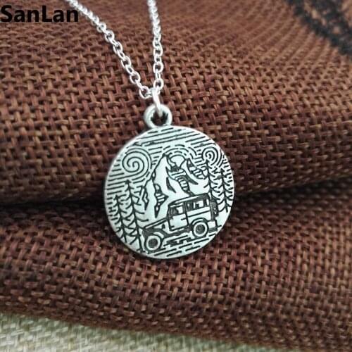 10pcs new arrival hot sell Jeep Car Necklace in pine tree mountain love necklace good day for travling SanLan