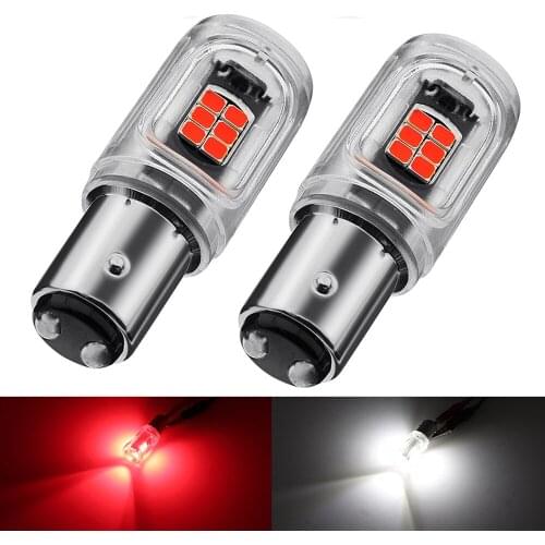 2pcs BAY15D 1157 P21/5W Brake Lights Bulbs Car LED Constant Light + Strobe Flash Two Modes LED P21W BA15S 1156 Auto Lamp DRL