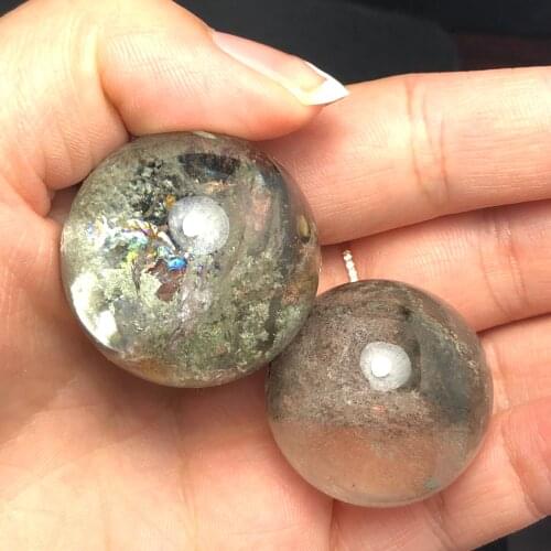 2Pcs Naturally formed mica crystal polished crystal ball healing crystal ball