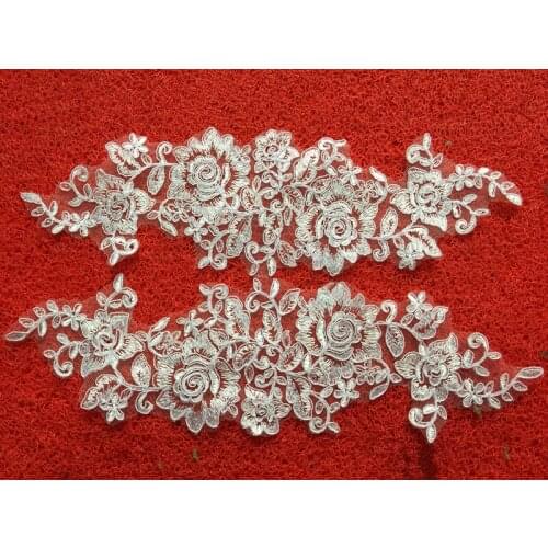 2Pieces 26X12cm Free Shipping Delicate Wedding Veil Head Ornaments Lace Applique Dress DIY Lace Accessories TT302