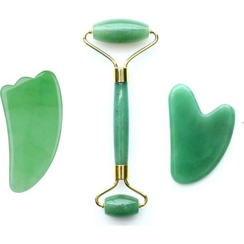 2 in 1 Jade Roller Gua Sha Set Massager for Face Skin Care Natural Stone Gouache Scraper Anti Aging Massage Guasha Beauty Tool