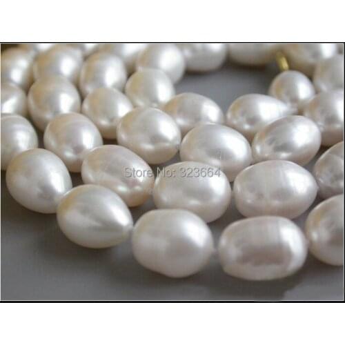 32" 14mm rice white Freshwater cultured pearl necklace