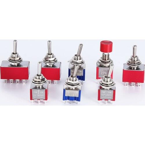 5PCS SPDT DPDT Reset Latching Toggle Switch 125V6A MTS-302 Mini Miniature Toggle Switch MTS-403 ON-ON Mini Toggle Switches