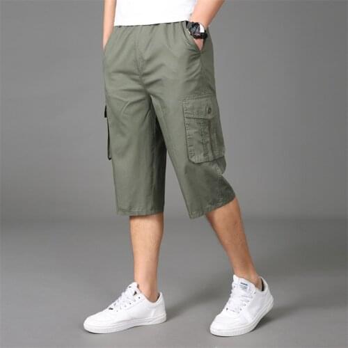 2021 Summer Mens Casual Joggers Cotton Homme Breathable Calf-length Pants Big and Tall Pants Men 5XL 6XL Oversized Trouser