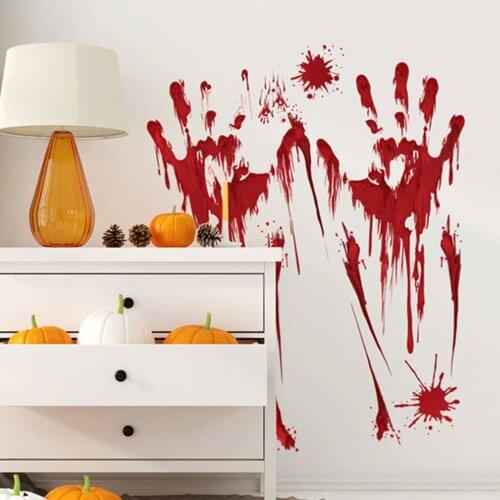 Halloween Wall Stickers Scary Handprint Vinyl Window Wall Decals Stickers Halloween Party Decoration Haunted House Prop
