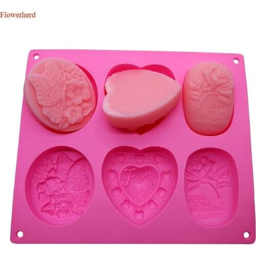 Innovative 3D Round Heart Shape 6-Cavity Silicone Soap Mold Fondant Cake Mold Lotion Bars Mold DIY Chocolate Mold Soap Form