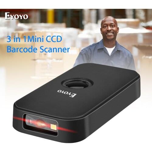Eyoyo EY-009C Barcode Scanner CCD 2.4G Pocket BT Wired 3-in-1 Connection Modes Decoding Capability Mini Barcode Scanner Wireless