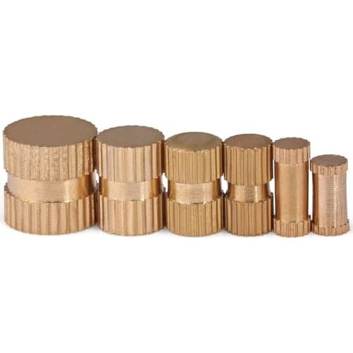 Brass Injection Nut Knurled Insert Nut Blind Hole Single Pass Copper Insert Brass Embedded Copper Hob Nut M3 M4 M5 M6 M8 20PCS