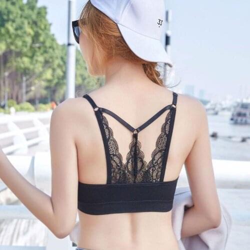 Summer white bra back ladies lace corset wrapped chest breathable insert integrated cup padded tank bandeau tube tops women