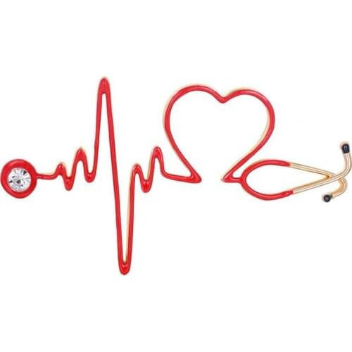 Hot Sales!!! Unisex Medical Pins Stethoscope Nurse Heartbeat Shape Brooches Jewelry Gift