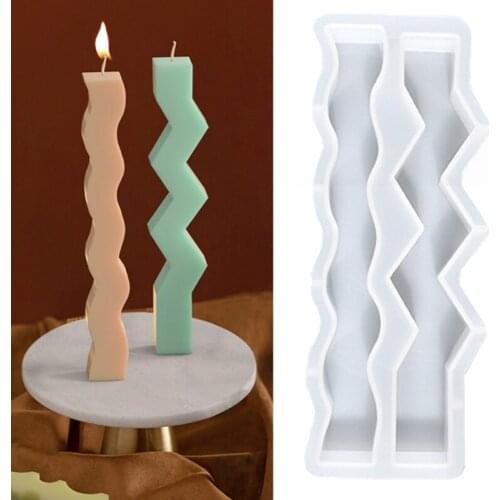 Small Size 3D Wavy Bar Candle Silicone Mold for DIY Decoration Making Soap Candle Crayon Melt Resin Polymer Clay N2UE