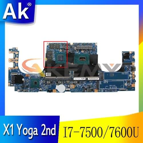 For Lenovo ThinkPad X1 Yoga 2nd Gen laptop motherboard 16822-1 W/ I7 7500 / 7600U 16G-RAM FRU 01LV185 01AX876 Mainboard