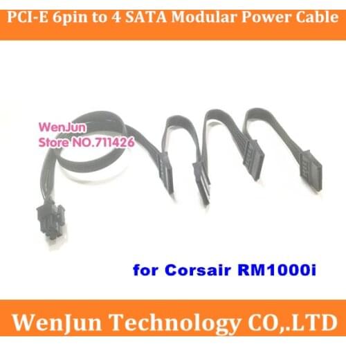 PCI-E 6 pin Male 1 to 4 SATA / 10 SATA 15pin Modular powr supply cable for Corsair RM1000i RM850i RM750i RM650i PSU