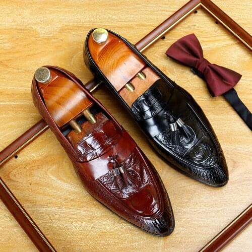 2020 Mens Leather Shoes Genuine Leather Oxford Shoes for Men Luxury Dress Shoes Slipon Wedding Shoes Leather Brogues Size 46