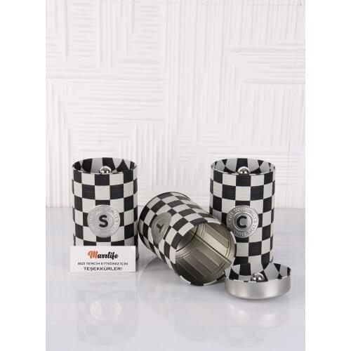Checkerboard Pattern Metal Spice Storage Set