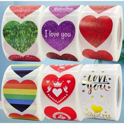 Big Size I Love You So Much Heart Stickers Pink Red Gold Happy Valentines Day Seals for Gifts Envelopes Wedding Party Decoration