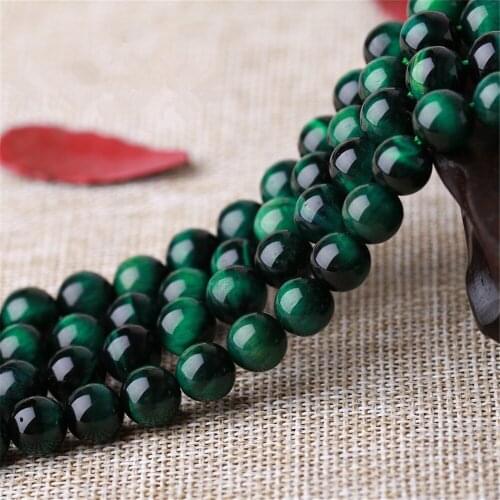 Grade A Natural Green Tigers Eye Beads Enhanced Color 6mm-12mm Smooth Polished Round 15 Inch Strand HY18