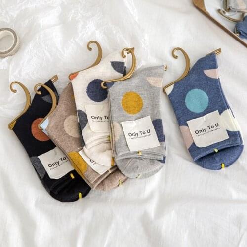 Socks Women Ladies Socks For Girls Dot Black White Cute Kawaii Harajuku Socks Cotton Streetwear Short Happy Sock Woman Sox Soks