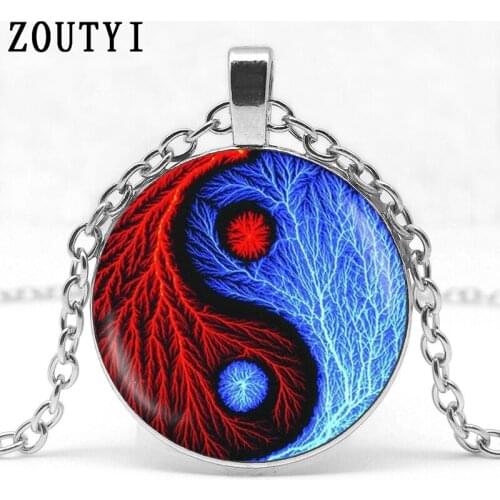 New / hot sale yin and yang gossip photo crystal glass necklace pendant, men and women wear gift necklace jewelry
