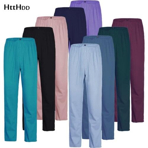 Unisex Solid Color Wholesale Work Scrub Pants High Quality Medical Lab Beauty Salon Work Uniform Pants Nurse Accessories Bottoms