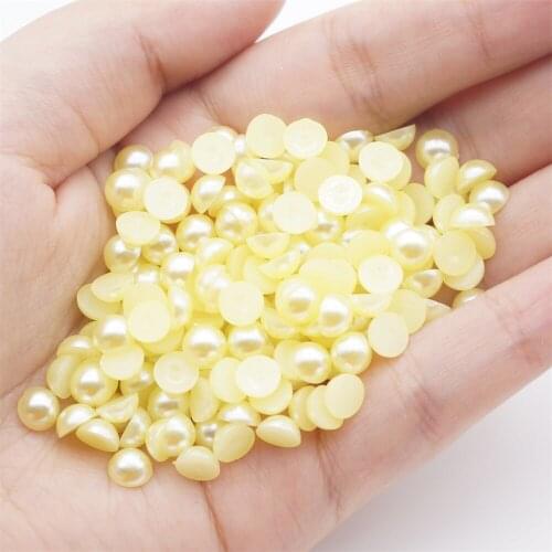 2-12mm Light Yellow Flat Bottom Semicircular Resin Diy Loose Beads For Decorative Accessories For Manicure Mobile Phone Case