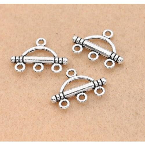 KJjewel Antique Silver Plated 1-3 Connector for Jewelry Making Bracelet Accessories DIY Jewelry Findings 20x14mm
