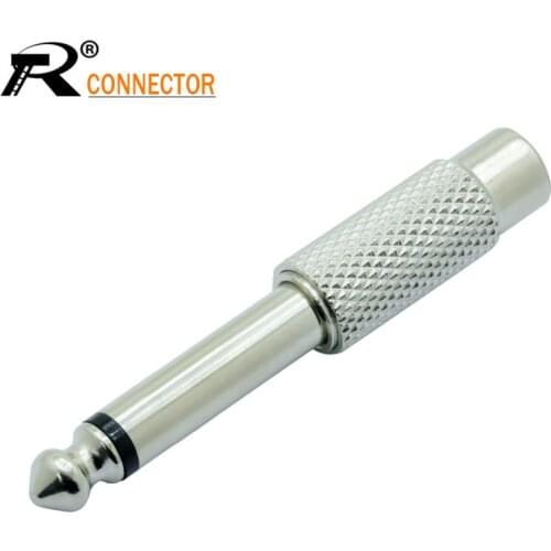 R Connector 1pc Mono Jack 6.35mm Audio Male Plug to RCA Female Jack Connector High quality Metal R Connector Nickle-Plated