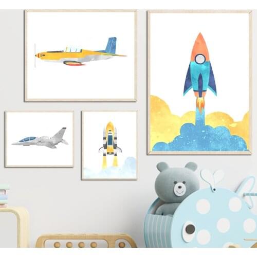 Airplane Helicopter Glider Rocket Airliners Wall Art Canvas Painting Nordic Posters And Prints Wall Pictures Boy Kids Room Decor
