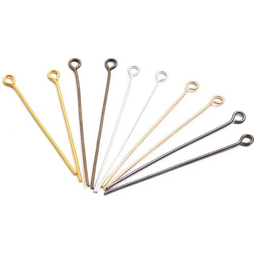 200pcs/lot Eye Head Pins 16 20 25 30 35 40 45 50mm Eye Pins Findings for Diy Jewelry Making Bulk Items Wholesale